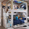 Futuristic Space Capsule Bunk Bed | LED Loft Bed with Storage Stairs