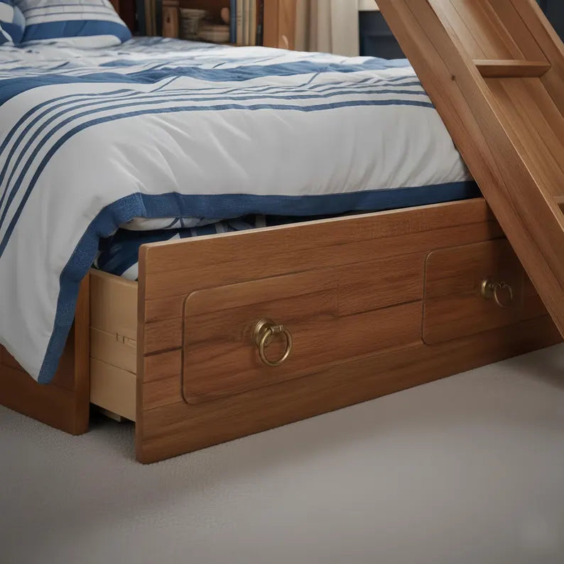 Nautical Boat Bunk Bed with Slide | Captain's Cabin Loft Bed