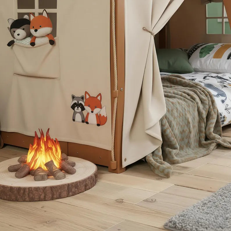Jungle Safari Treehouse Bunk Bed | Kids' Loft Bed with Tent