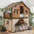 Jungle Safari Treehouse Bunk Bed | Kids' Loft Bed with Tent
